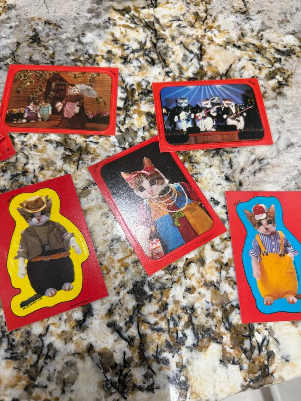 Vintage Topps Perlorian Cat Sticker Trading Cards Complete Set